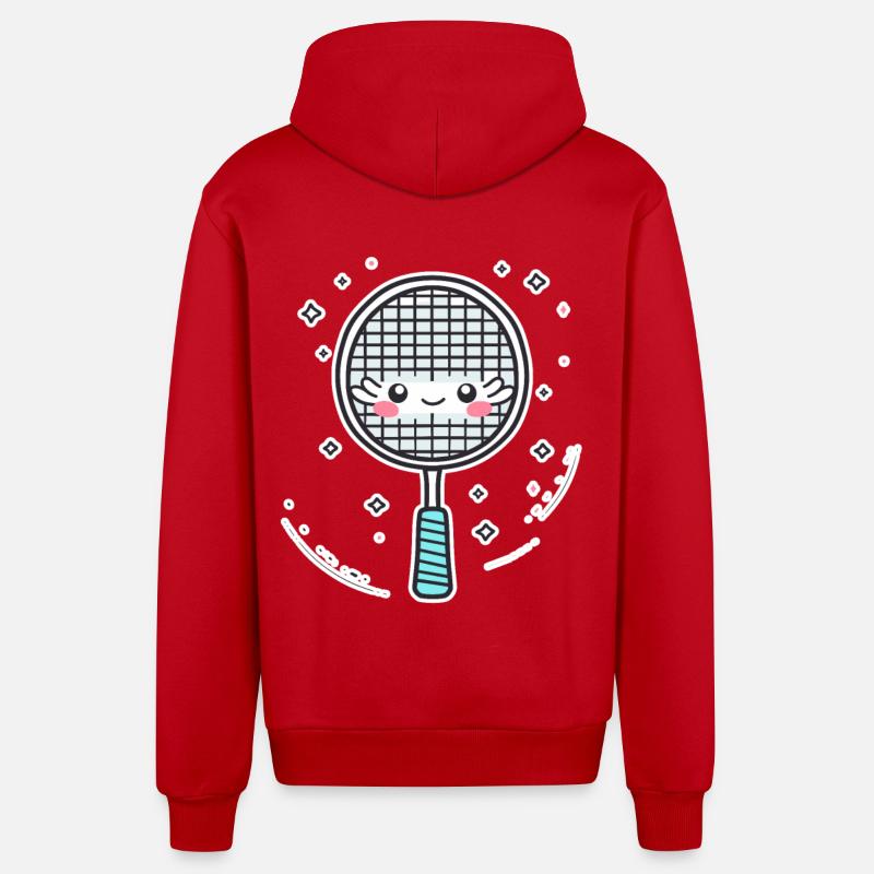 Badmintonschläger Comic Look - Organic Relaxed Kapuzenjacke Made in EU - Rot