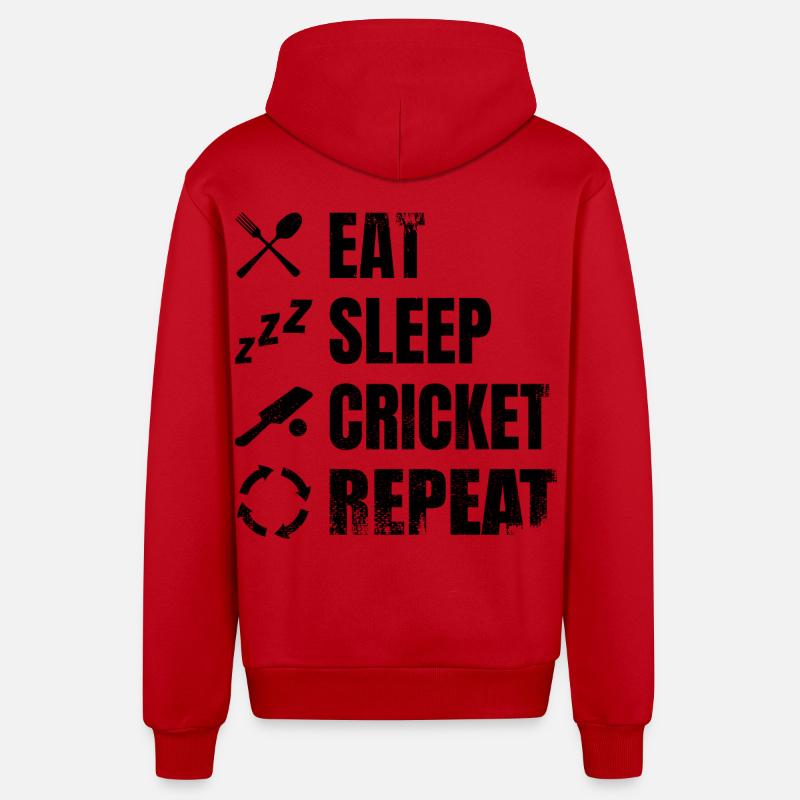Manger dormir cricket répéter - Veste à capuche bio décontractée fabriquée en UE - rouge