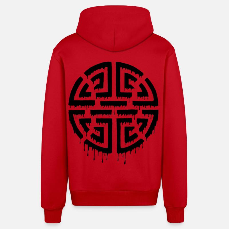 Graffiti eines schwarzen Labyrinths - Organic Relaxed Kapuzenjacke Made in EU - Rot