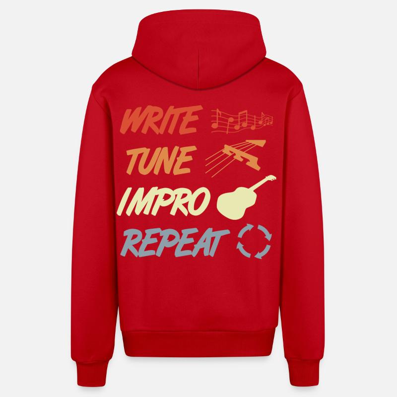Routine de guitariste drôle - Veste à capuche bio décontractée fabriquée en UE - rouge