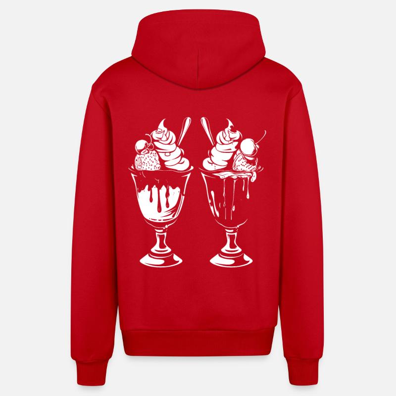 Graphique de coupe glacée - Veste à capuche bio décontractée fabriquée en UE - rouge