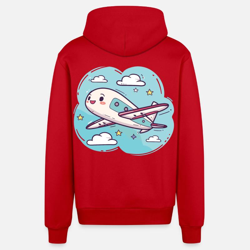Look de bande dessinée d’avion - Veste à capuche bio décontractée fabriquée en UE - rouge