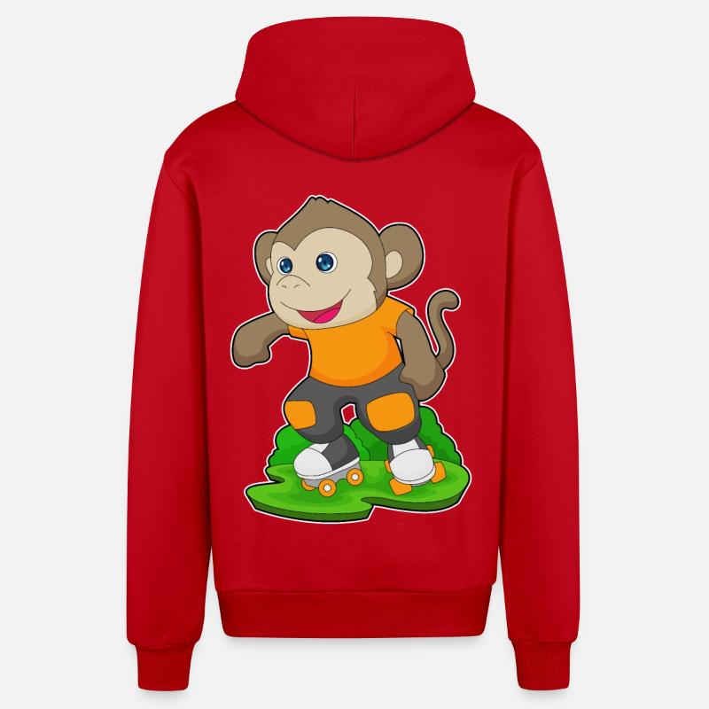 Monkey Rollers Rollers Rollers - Veste à capuche bio décontractée fabriquée en UE - rouge