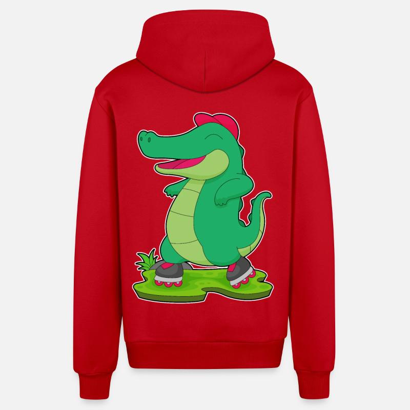 Krokodil Inline skating Rollschuhe - Organic Relaxed Kapuzenjacke Made in EU - Rot