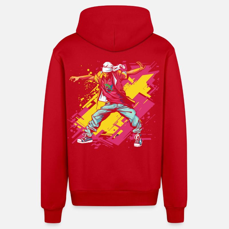 Breakdancer Graffiti - Veste à capuche bio décontractée fabriquée en UE - rouge