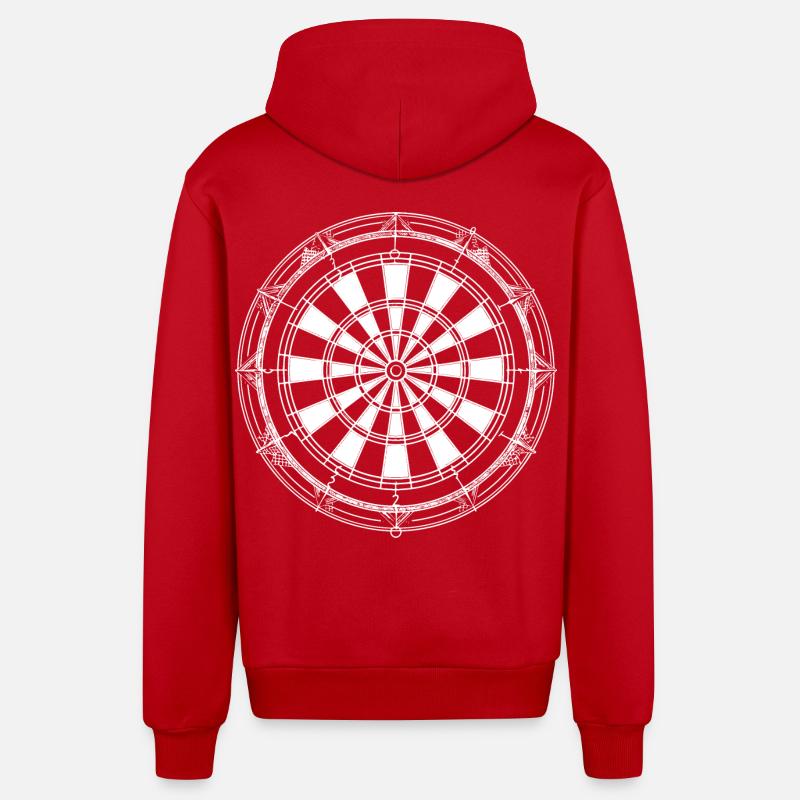 Croquis de jeu de fléchettes - Veste à capuche bio décontractée fabriquée en UE - rouge