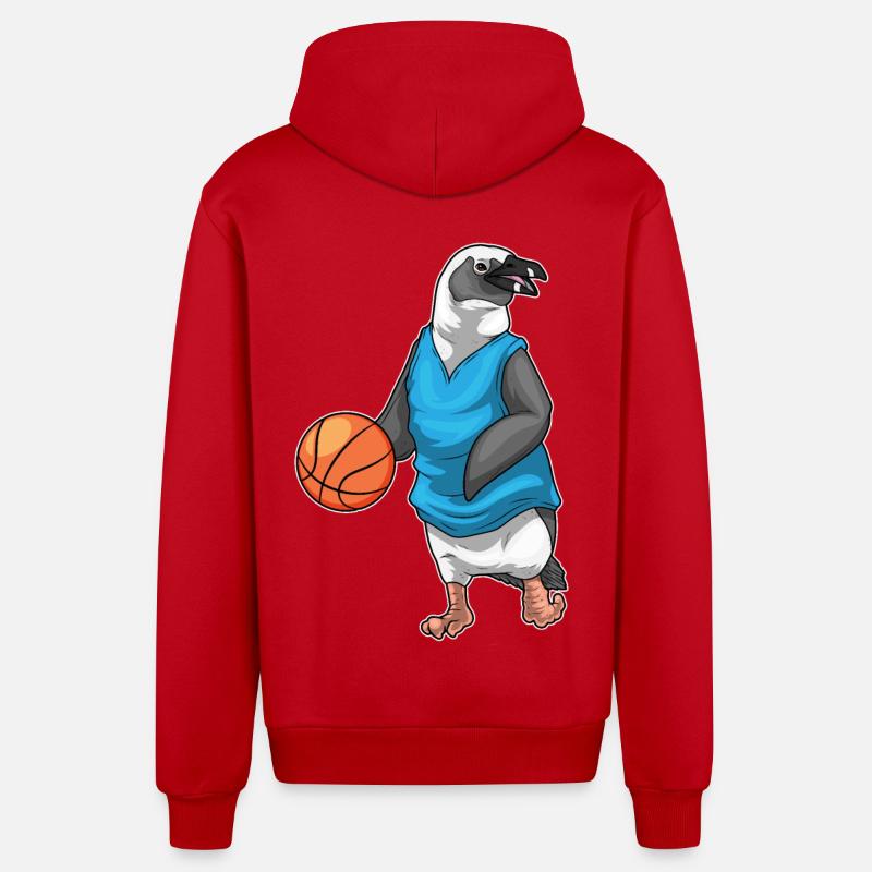 Penguin Basketteur Basketteur - Veste à capuche bio décontractée fabriquée en UE - rouge