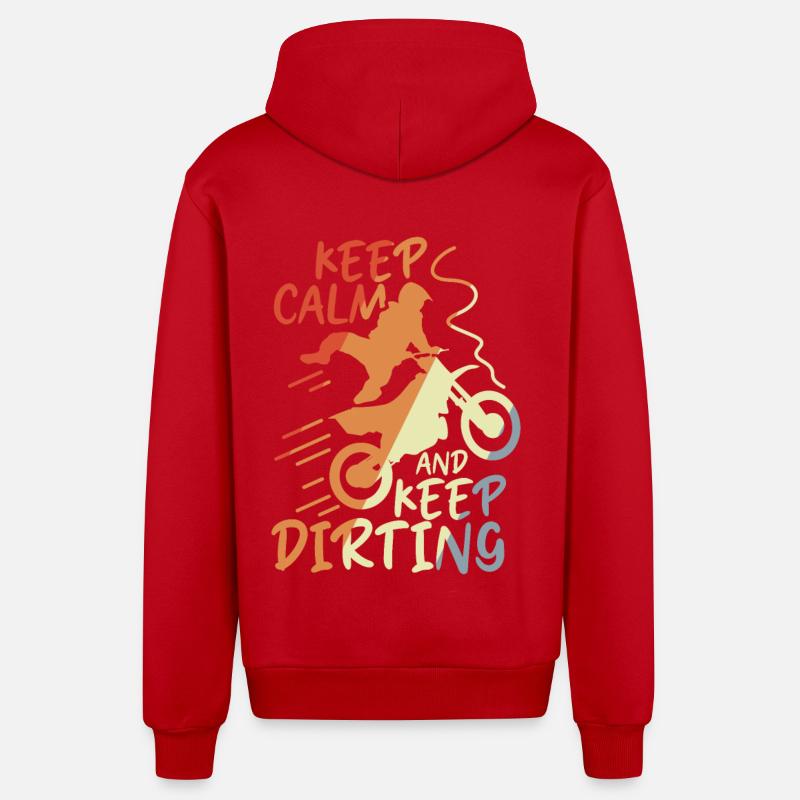 Keep Calm and Keep Dirting - Organic Relaxed Kapuzenjacke Made in EU - Rot
