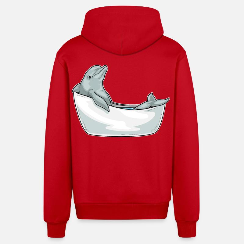 Baignoire Dolphin - Veste à capuche bio décontractée fabriquée en UE - rouge