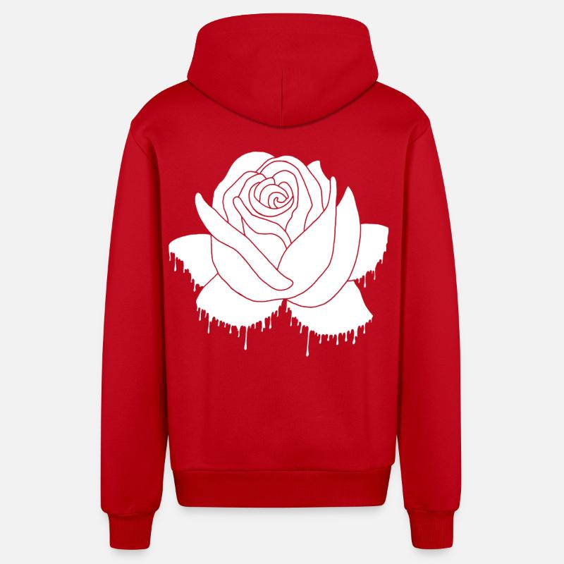 Graffiti einer weißen Rose - Organic Relaxed Kapuzenjacke Made in EU - Rot