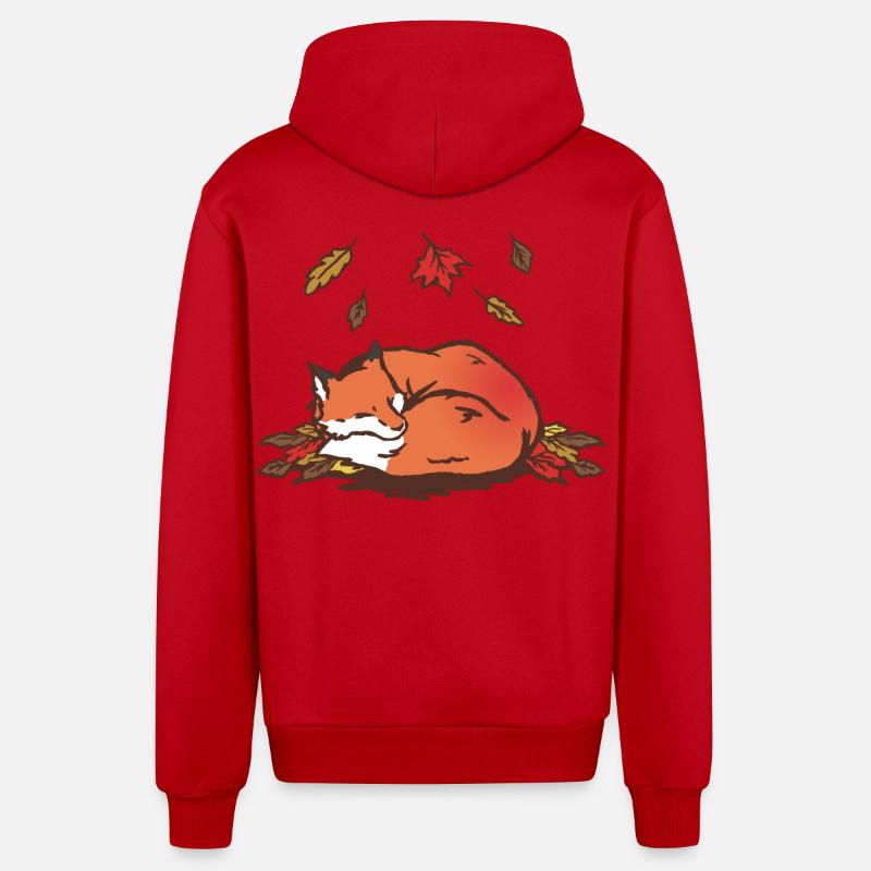 Illustration de renard d’automne tranquille - Veste à capuche bio décontractée fabriquée en UE - rouge