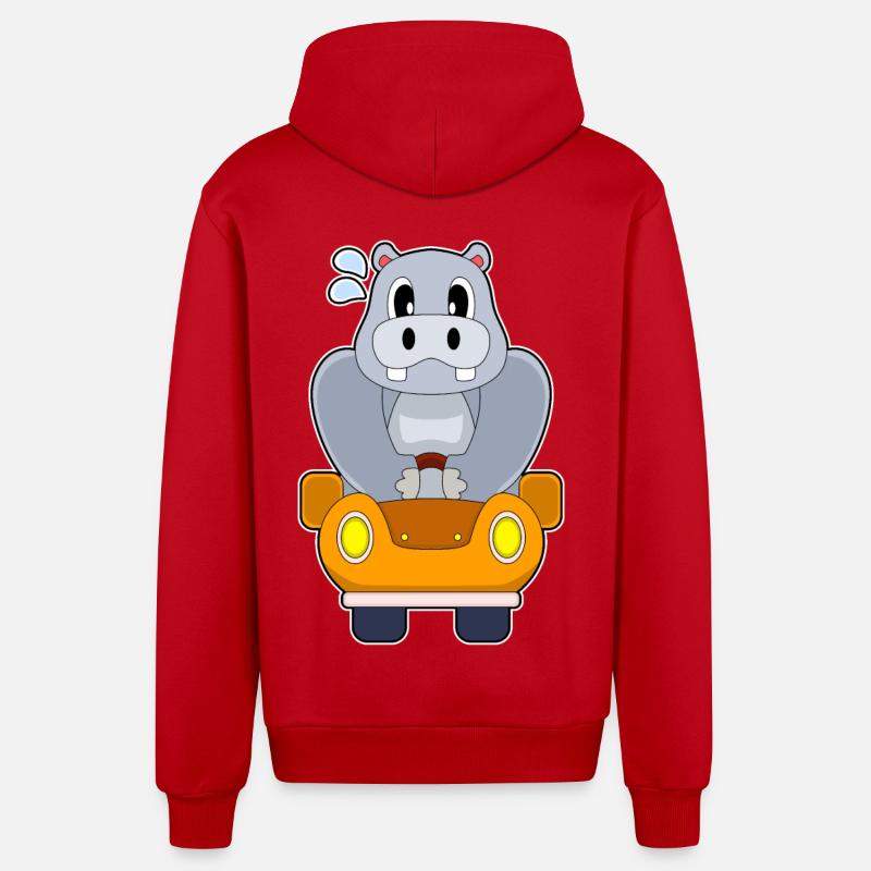 Nilpferd Auto - Organic Relaxed Kapuzenjacke Made in EU - Rot