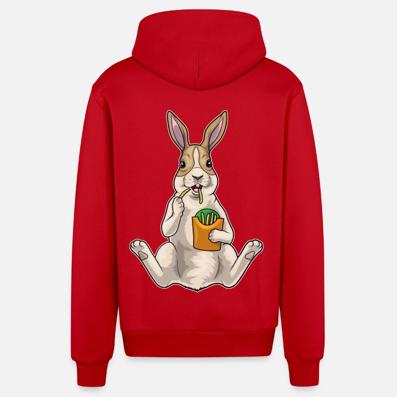 Frites lapin - Veste à capuche bio décontractée fabriquée en UE - rouge