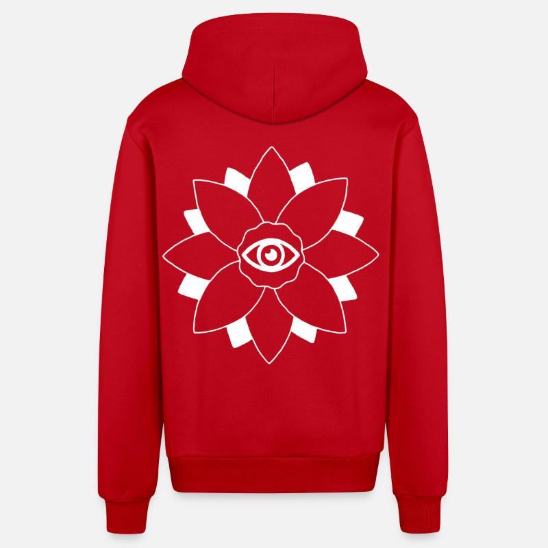 Fleur de lotus blanc - Veste à capuche bio décontractée fabriquée en UE - rouge