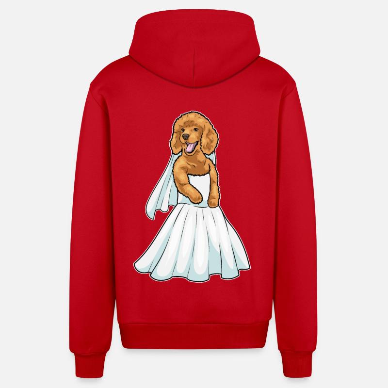 Robe de mariée caniche - Veste à capuche bio décontractée fabriquée en UE - rouge