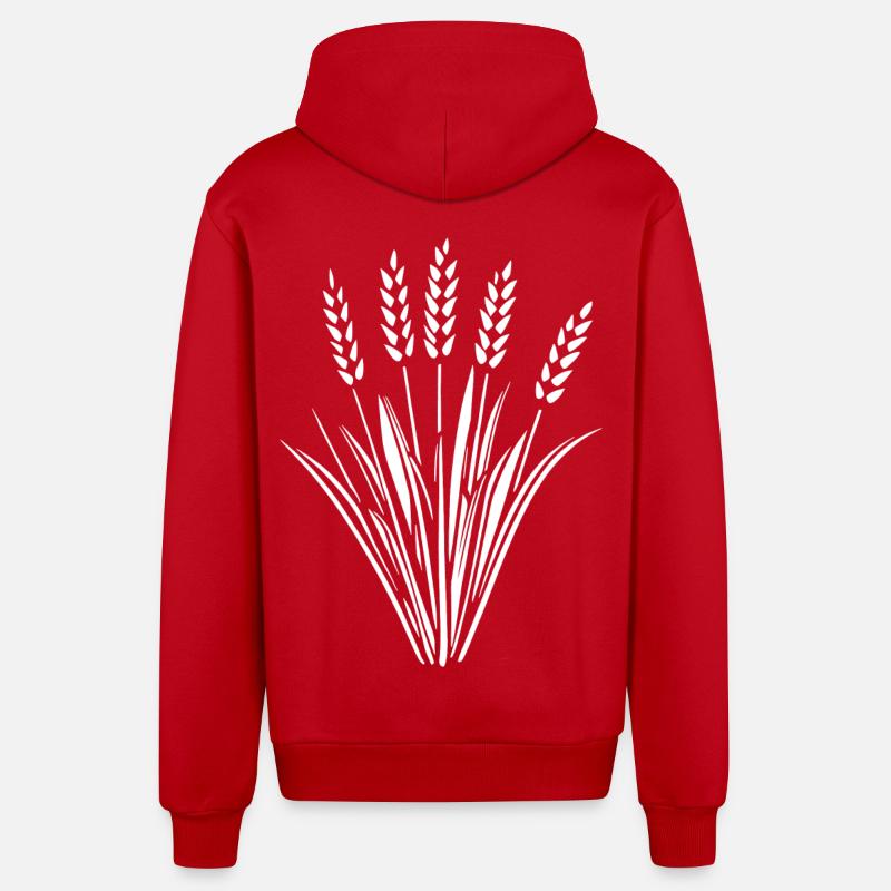 5 épis de blé - Veste à capuche bio décontractée fabriquée en UE - rouge