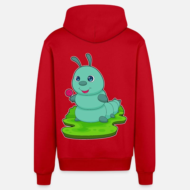 Sucette chenille - Veste à capuche bio décontractée fabriquée en UE - rouge