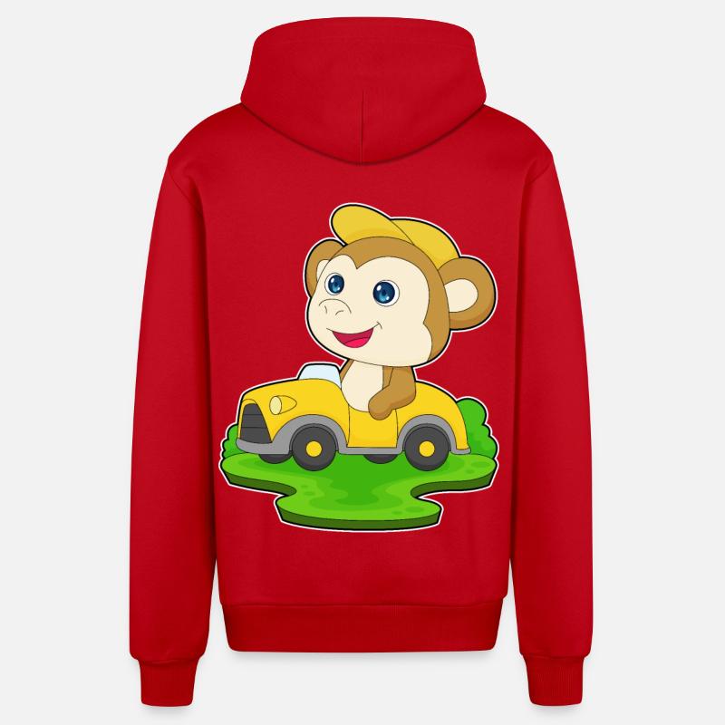 Affe Auto - Organic Relaxed Kapuzenjacke Made in EU - Rot