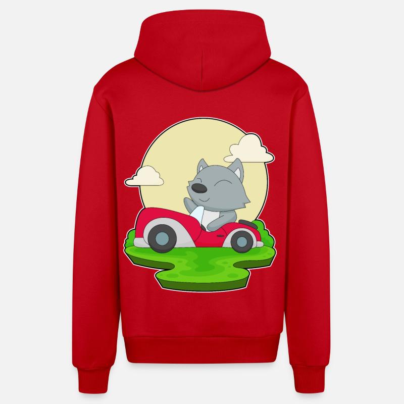 Voiture Cat - Veste à capuche bio décontractée fabriquée en UE - rouge