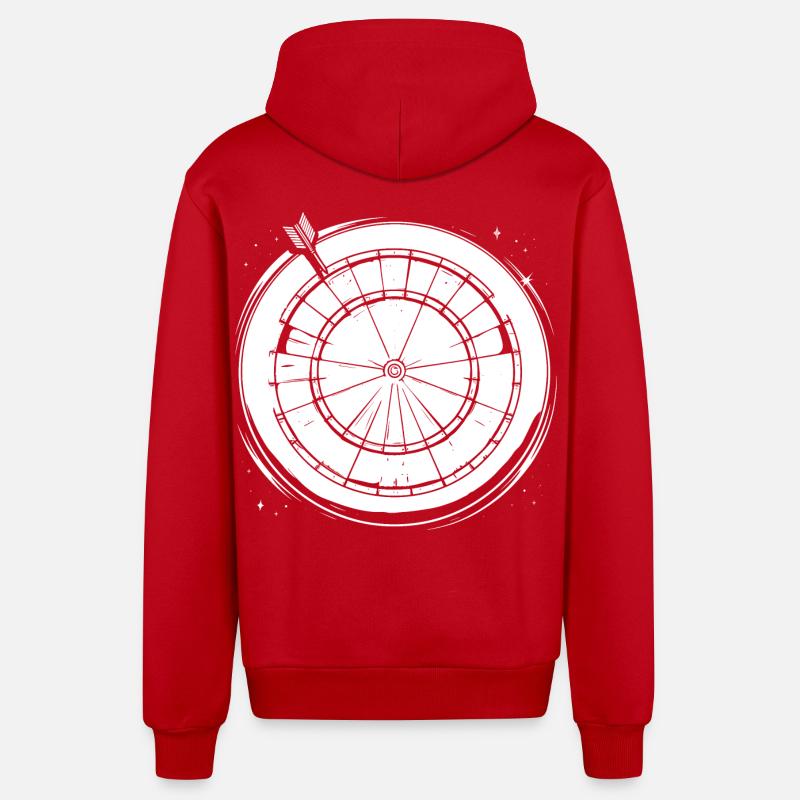 Dessin de fléchettes - Veste à capuche bio décontractée fabriquée en UE - rouge