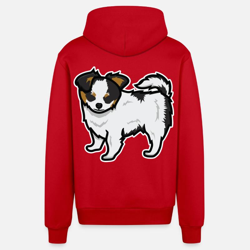 Dessin de chien - Veste à capuche bio décontractée fabriquée en UE - rouge