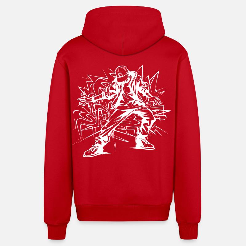 Dessin de breakdancer - Veste à capuche bio décontractée fabriquée en UE - rouge