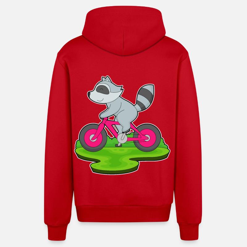 Vélo raton laveur - Veste à capuche bio décontractée fabriquée en UE - rouge