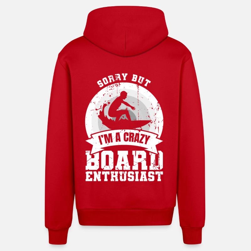 Blague sur le surfeur de vagues - Veste à capuche bio décontractée fabriquée en UE - rouge