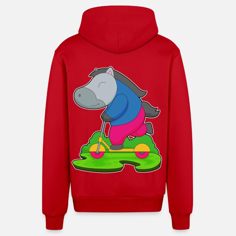 Pferd Roller - Organic Relaxed Kapuzenjacke Made in EU - Rot