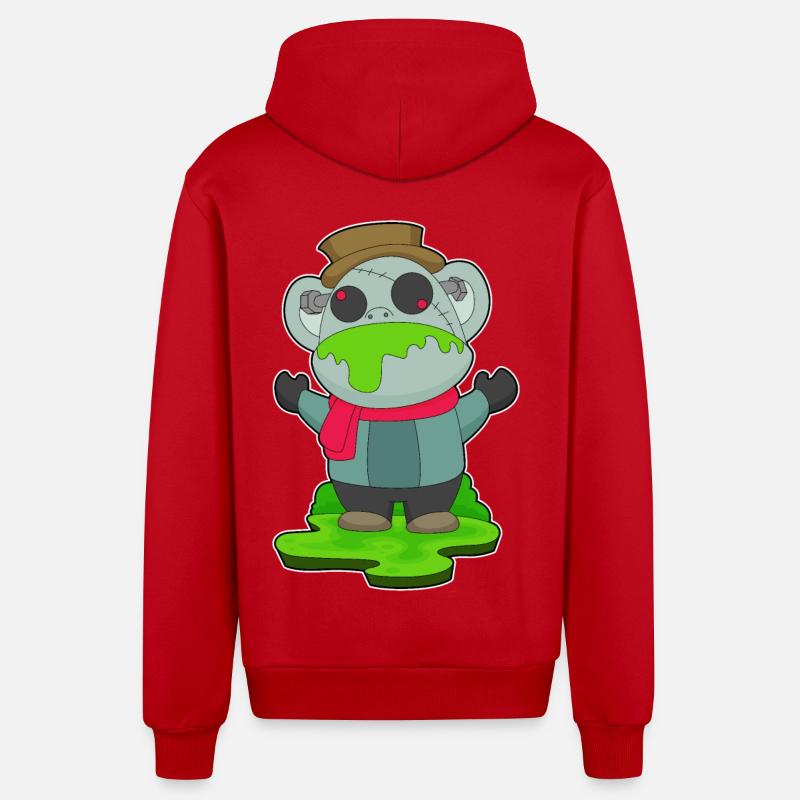 Singe Halloween Zombie - Veste à capuche bio décontractée fabriquée en UE - rouge