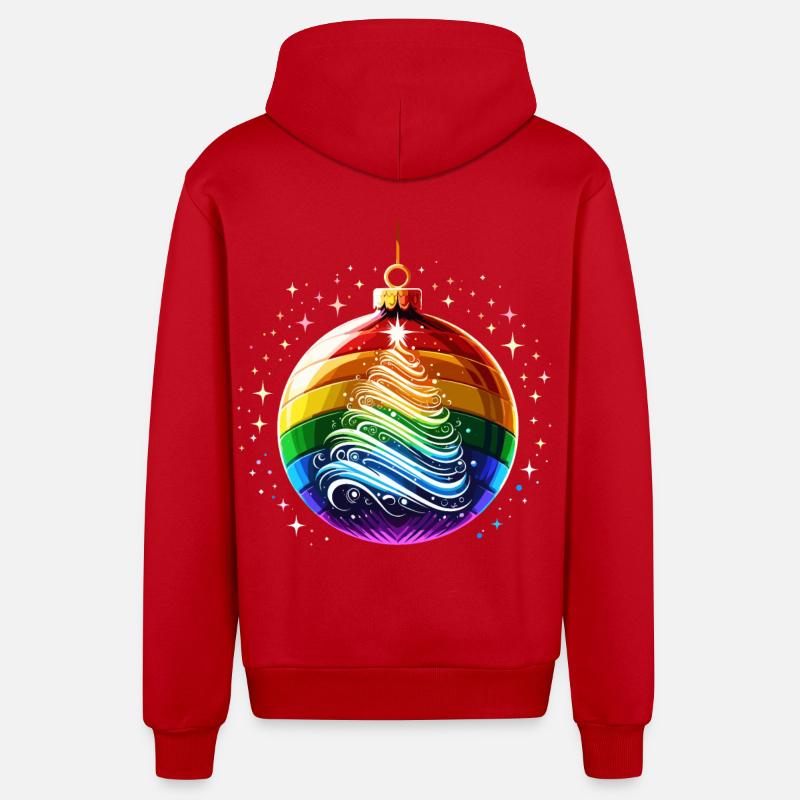 Regenbogen Weihnachtskugel - Organic Relaxed Kapuzenjacke Made in EU - Rot