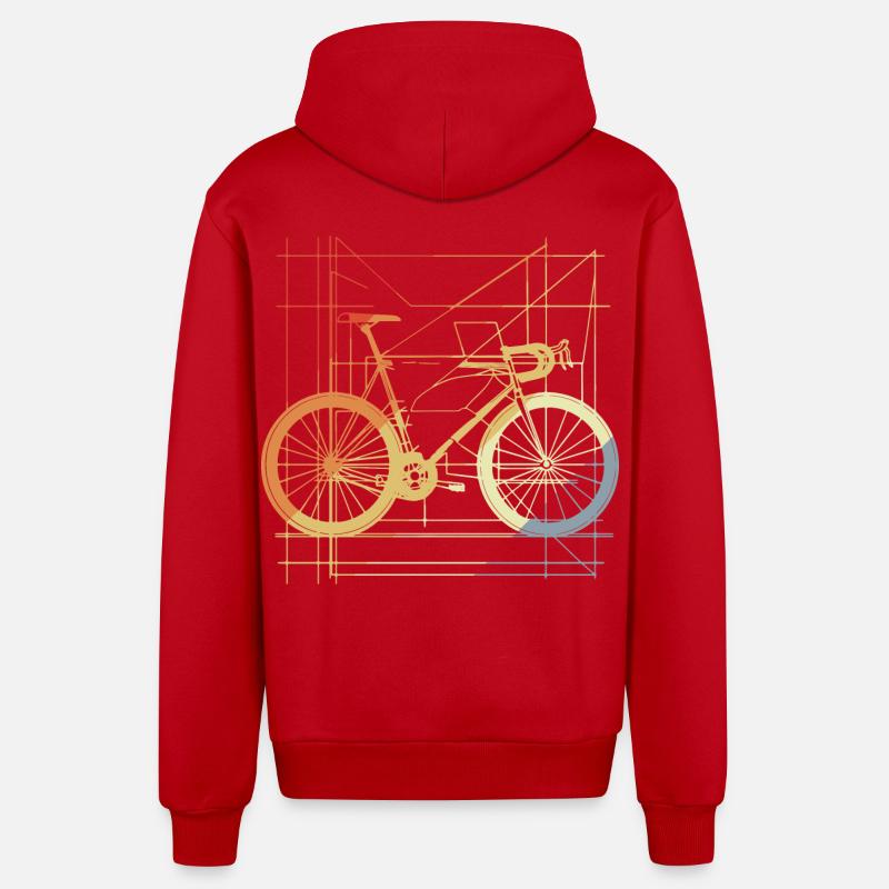 Dessin de vélo rétro - Veste à capuche bio décontractée fabriquée en UE - rouge
