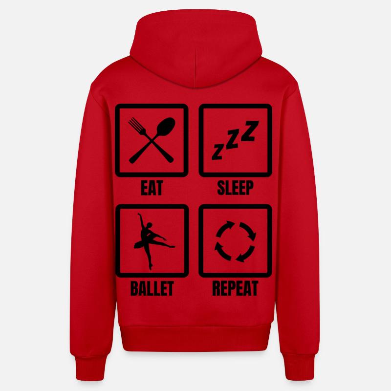 Routine de ballet - Veste à capuche bio décontractée fabriquée en UE - rouge