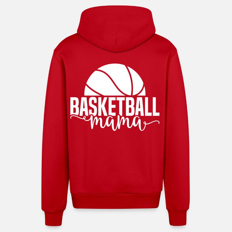 Maman basket blanc - Veste à capuche bio décontractée fabriquée en UE - rouge