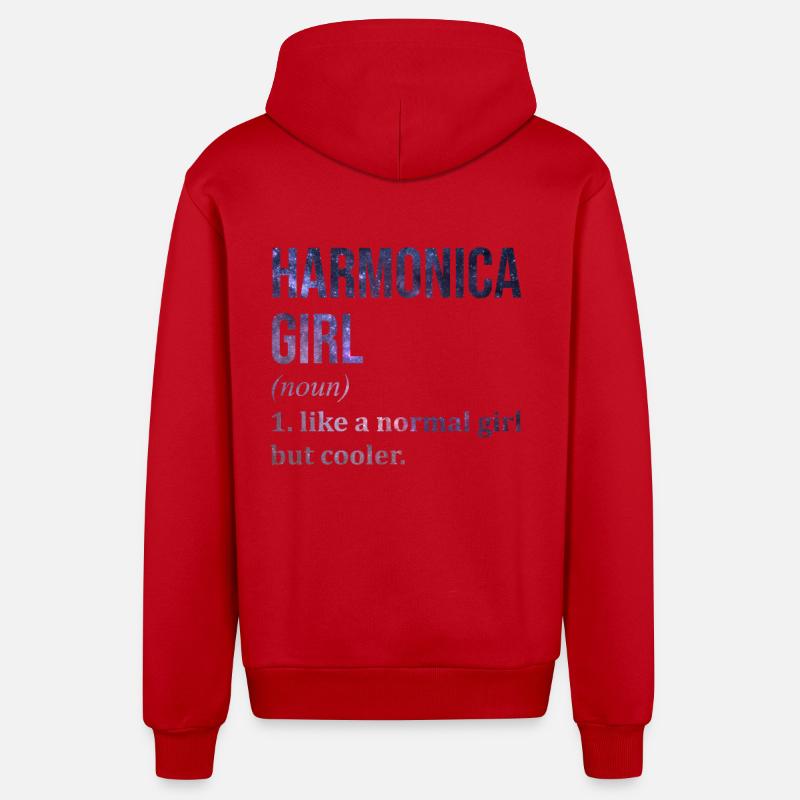 Harmonica Harmonica Harmonica - Veste à capuche bio décontractée fabriquée en UE - rouge