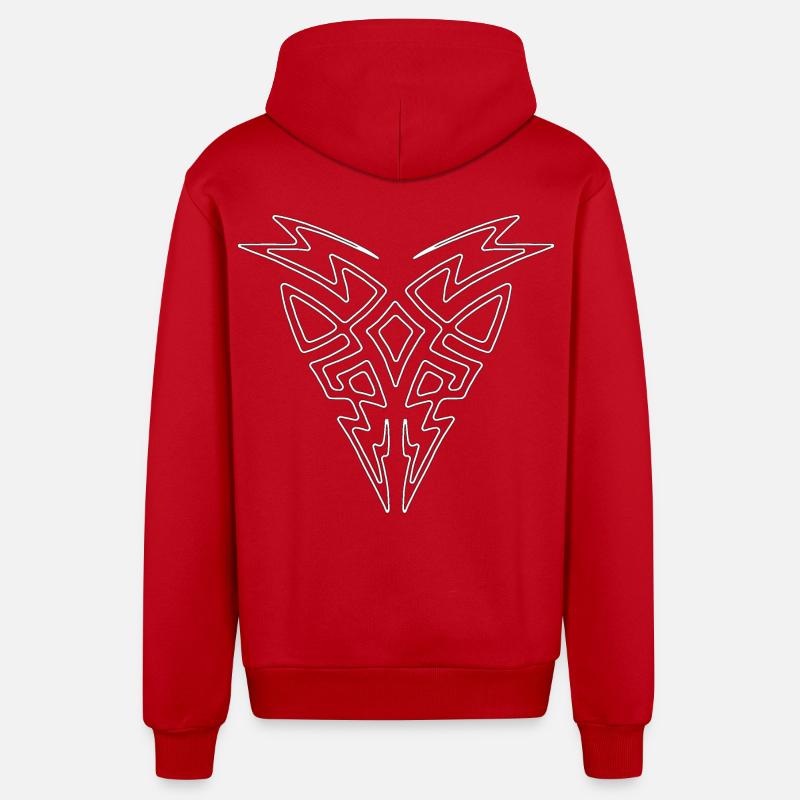 Tribal 2 blanc R6Z - Veste à capuche bio décontractée fabriquée en UE - rouge