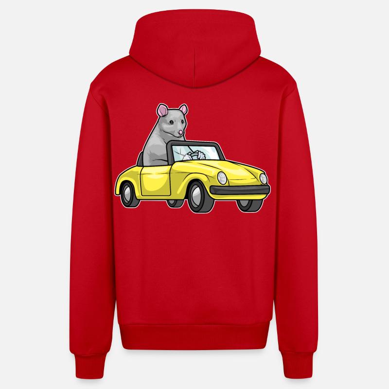 Voiture Rat - Veste à capuche bio décontractée fabriquée en UE - rouge