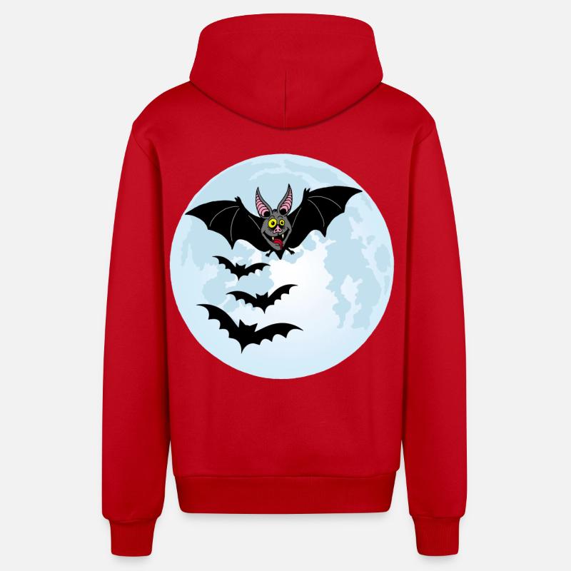 Fledermäuse, Vampire und der Mond - Organic Relaxed Kapuzenjacke Made in EU - Rot