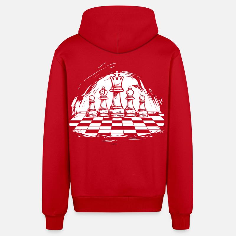 Dessin d’échecs - Veste à capuche bio décontractée fabriquée en UE - rouge