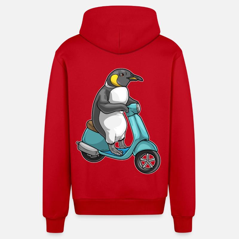 Pinguin Motorroller - Organic Relaxed Kapuzenjacke Made in EU - Rot