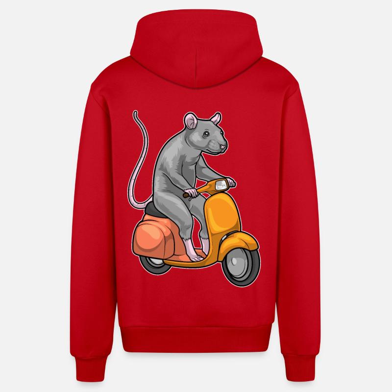 Ratte Motorroller - Organic Relaxed Kapuzenjacke Made in EU - Rot