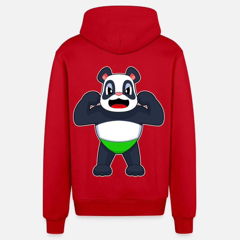 Panda Bodybuilder Musculation - Veste à capuche bio décontractée fabriquée en UE - rouge
