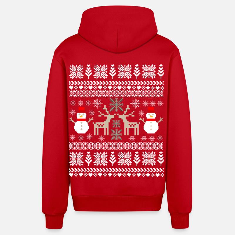 Rétro Noël Pixel - Veste à capuche bio décontractée fabriquée en UE - rouge