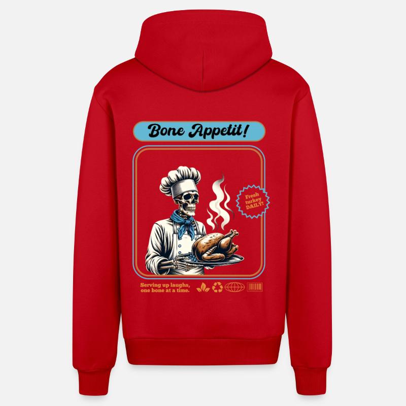 Cuisinier de dinde squelette - Veste à capuche bio décontractée fabriquée en UE - rouge