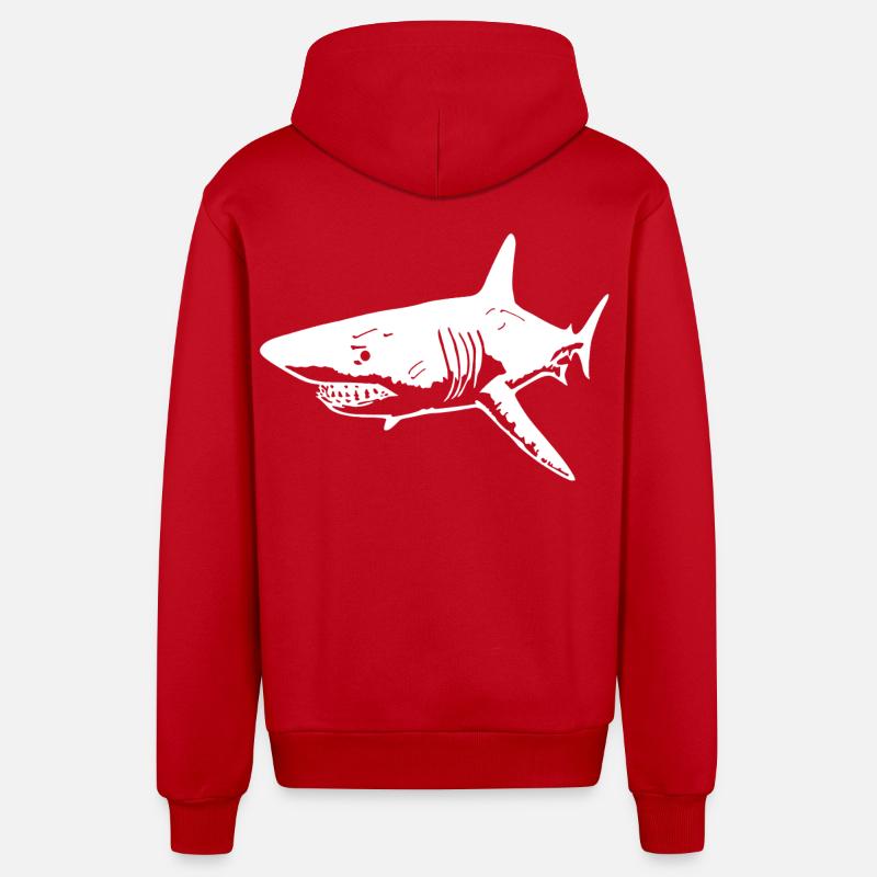 Le requin blanc prédateur - Veste à capuche bio décontractée fabriquée en UE - rouge