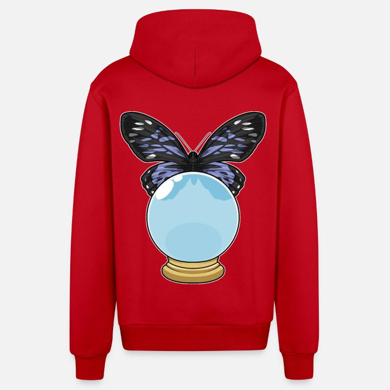 Boule de cristal papillon - Veste à capuche bio décontractée fabriquée en UE - rouge