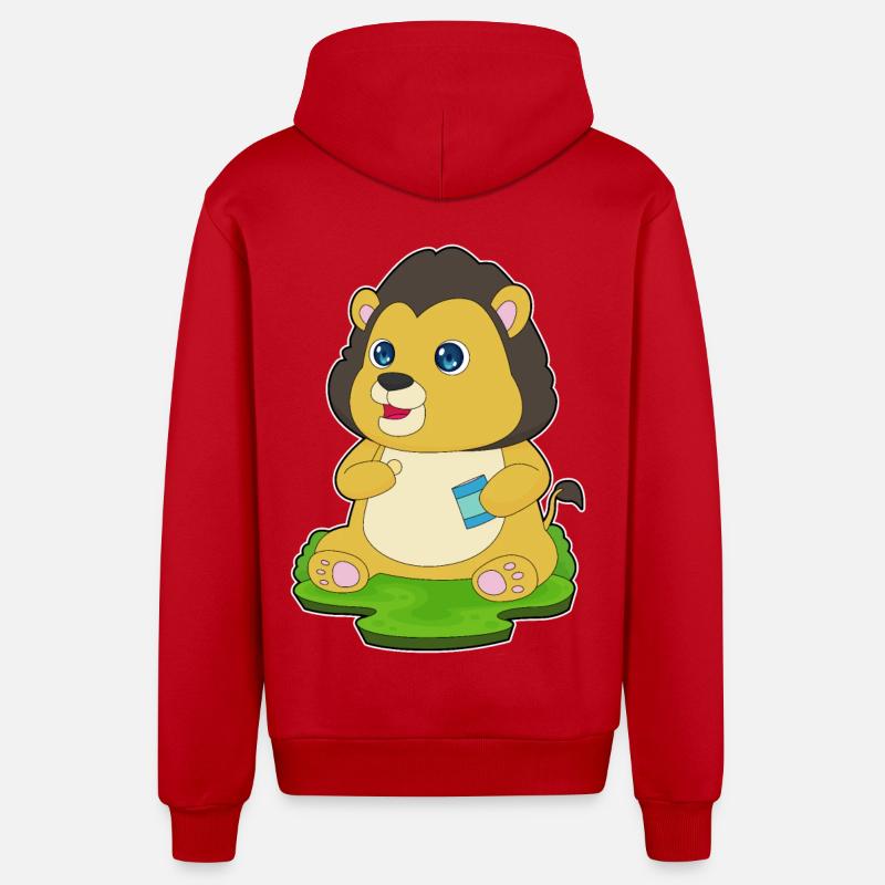 Croustilles Lion - Veste à capuche bio décontractée fabriquée en UE - rouge