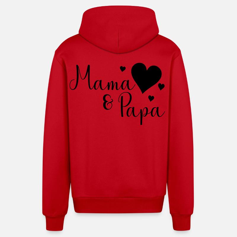 Maman et papa - Veste à capuche bio décontractée fabriquée en UE - rouge