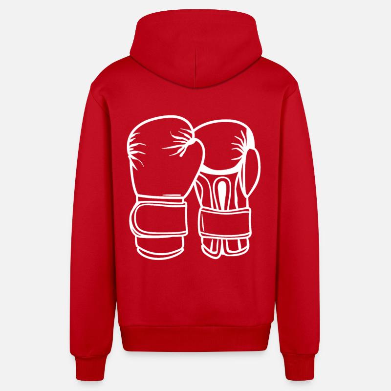 Croquis de gants de boxe - Veste à capuche bio décontractée fabriquée en UE - rouge