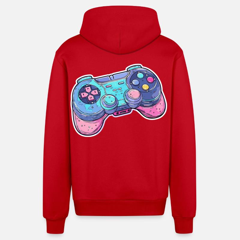 Game Controller Grafik - Organic Relaxed Kapuzenjacke Made in EU - Rot